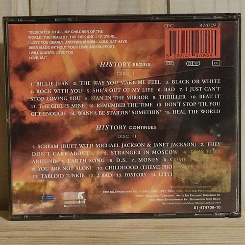 Michael Jackson History 2-disc CD set, pop