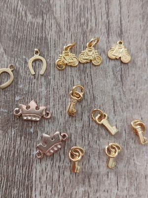 Set of 12 decorative silver 925 gold-plated jewelry elements like new