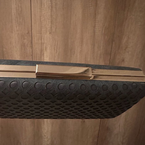 Clutch bag blue like new with gold details and detachable chain