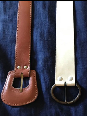 Women's belts used, white 105x4 leather and brown 85x3