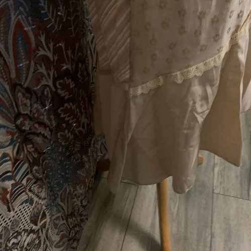 Lussile silk satin skirt-dress pink and grey, new