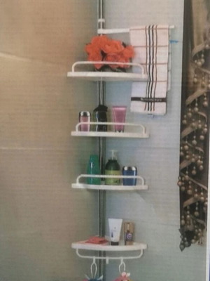 Bathroom corner shelf with 4 adjustable shelves and suction cups
