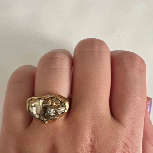 Ring used with 24K gold, 975 silver and pyrite
