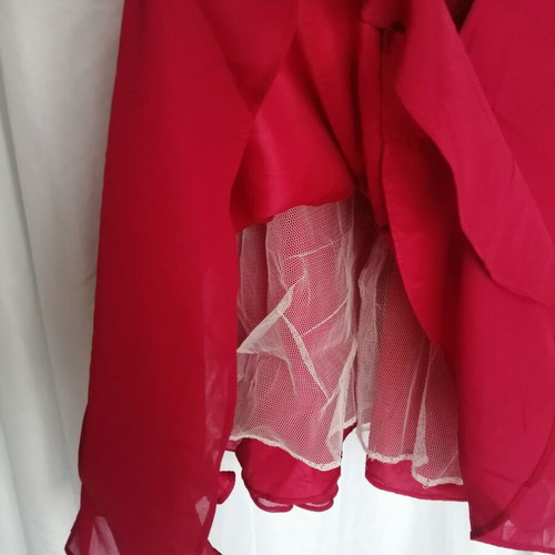 Red chiffon short party dress, size M