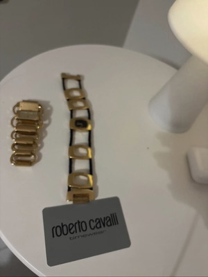 Roberto Cavalli ρολόι χειρός σαν καινούργιο με δερμάτινο λουρί και χρυσό καντράν