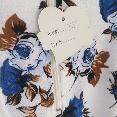 Floral dress white with blue flowers, new, size L