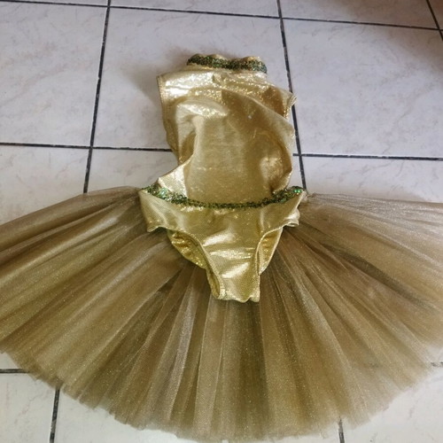 Gold rhythmic gymnastics leotard like new with skirt and sleeves
