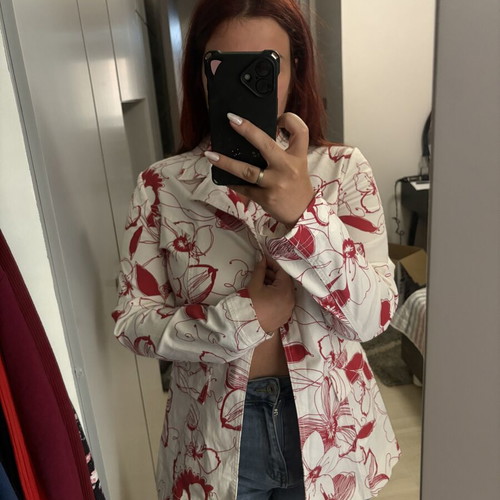 Floral jacket Magnetie per donna large, like new, white and red