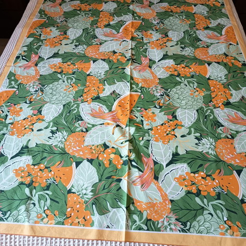 Tablecloth Piraiki Patraiki 100% Cotton Tropical Design like new 168x132 cm