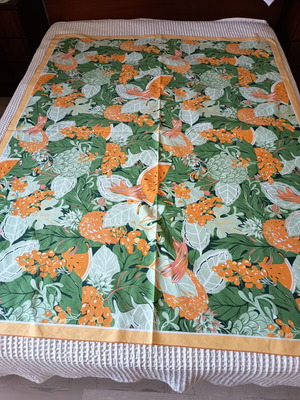 Tablecloth Piraiki Patraiki 100% Cotton Tropical Design like new 168x132 cm