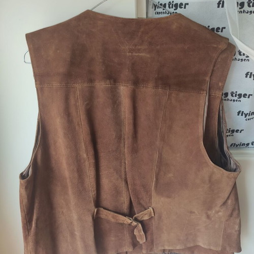 Vintage brown suede leather vest used, boho western style