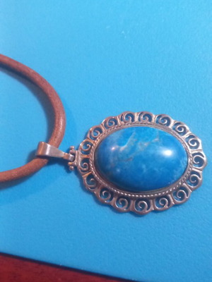 Silver 925° pendant handmade with turquoise mineral and spiral new