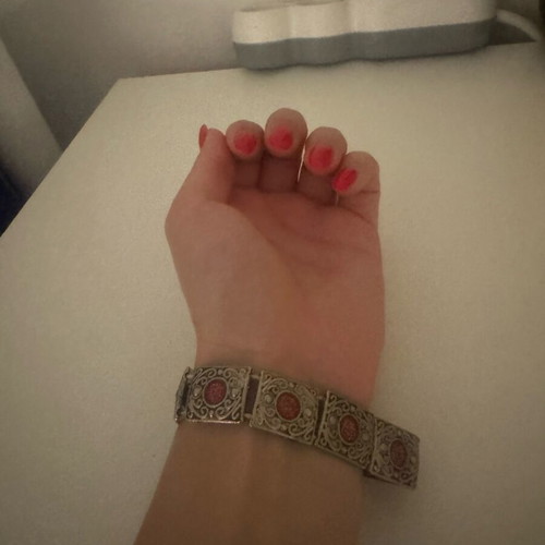 Women's vintage bracelet with red stones
