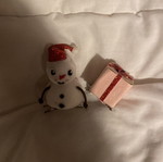 Snowman and gift Christmas hair clips used, H&M, white and red