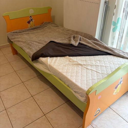 Children's bed with mattress used, wooden