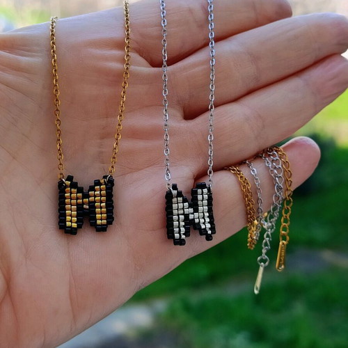 Handmade monogram necklace with Miyuki beads