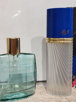 Μπουκάλια κολώνιας Jenjo-Ungaro και Estee Lauder-Emerald Cream μεταχειρισμένα, άδεια