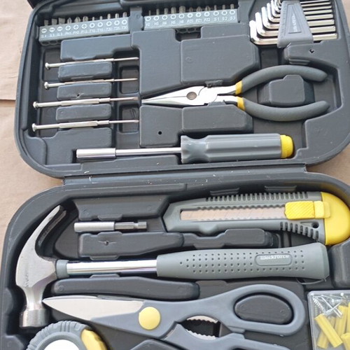 Tool set new with screwdrivers, pliers, scissors and case
