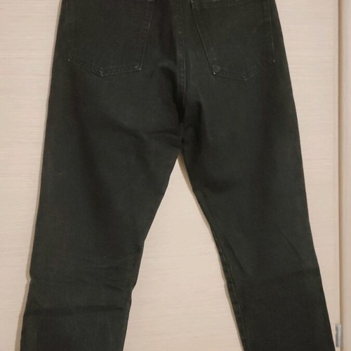 Mango black denim jeans crop with frayed hem like new
