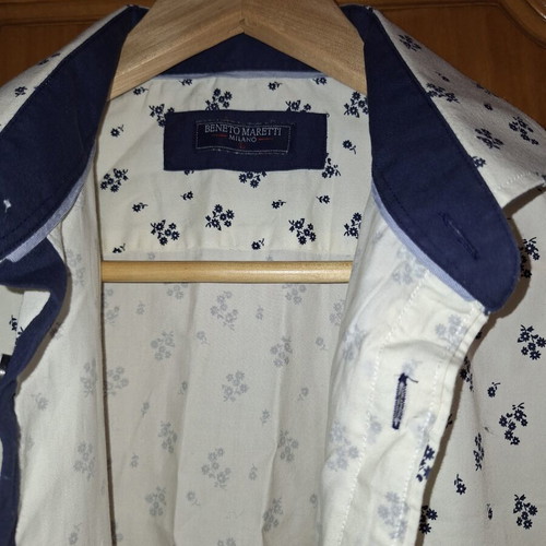 Beneto Maretti dress shirt, white and blue, size L