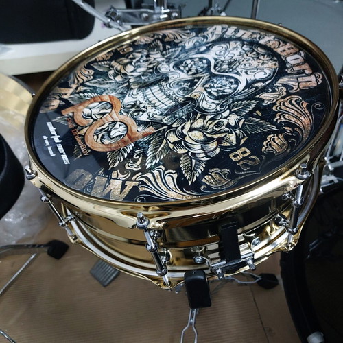 Remo Gold Metal Snare 14"×6.5" new with 20" Turkey Ride, stand, sticks, case