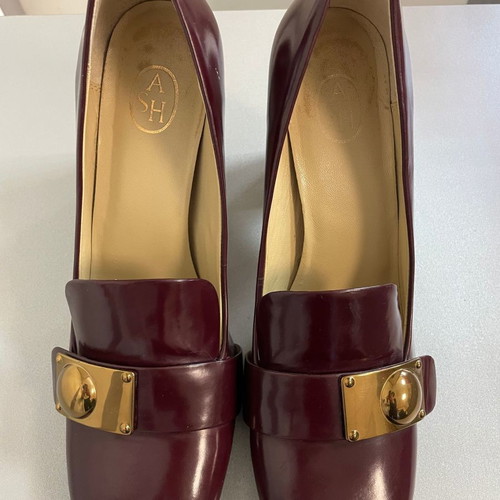 Ash leather pumps used, burgundy, 9 cm heel, size 40