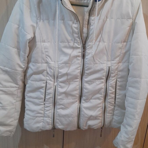 Women's jacket used, white, size S with quilted lining