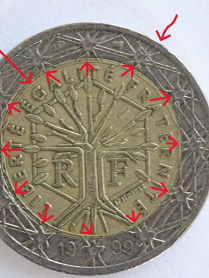 Rare French 2 Euro Coin 1999 like new with mint errors