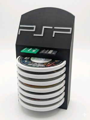 3D-Printed Organizer Stand for Sony PSP new, holds 7 UMD & 2 Memory Sticks