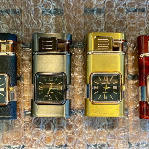 Gas Windproof Lighter with Quartz Clock new