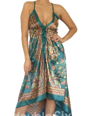 Boho maxi φόρεμα σαν καινούργιο, πράσινο ethnic halterneck