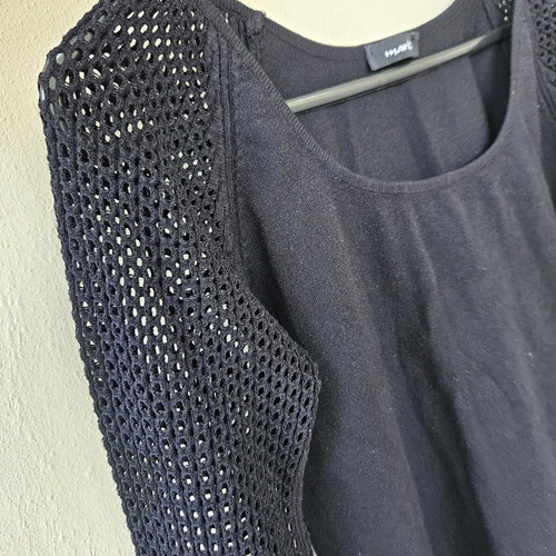 Thin sweater used, black, size M, with transparent sleeves