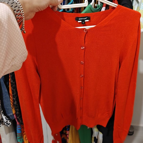 Denny Rose cardigan like new, red knitted with rhinestones