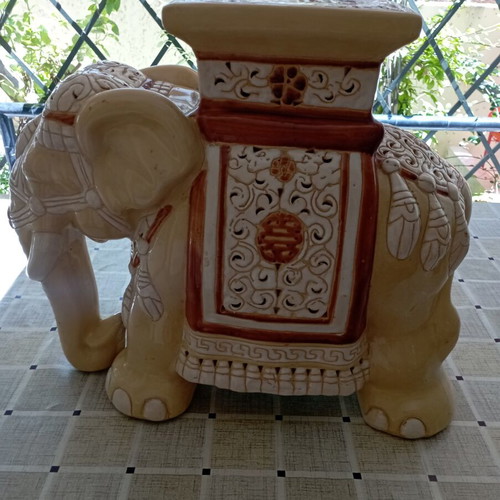 Vintage ceramic decorative elephant with Asian details