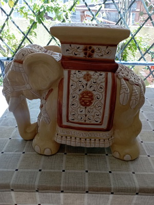 Vintage ceramic decorative elephant with Asian details