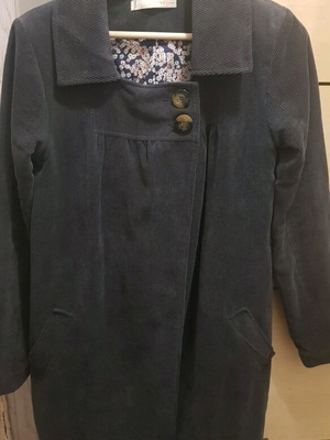 Παλτό κοτλέ σαν καινούργιο, μέγεθος S, μπλε γκρι