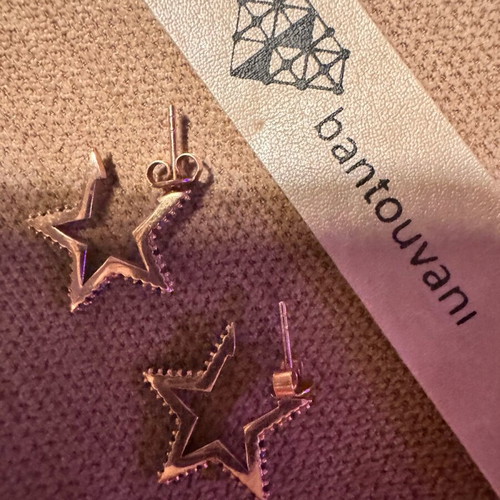 Chrysa star earrings with multicolored stones silver gold-plated Bantouvani like new