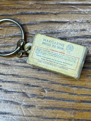 Vintage margarine box keychain used