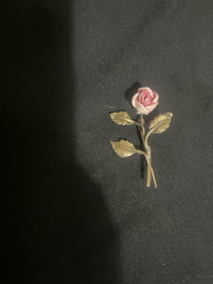Silver pin with pink enamel like new