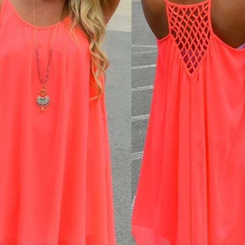Colisha Womens Casual Neon Sundress Chiffon sleeveless mini dress new
