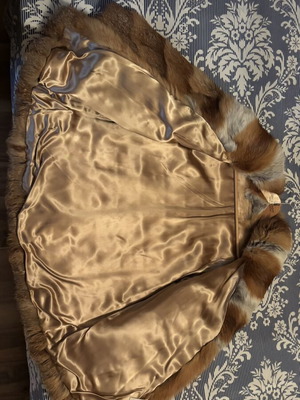 Custom fox fur jacket and custom colorful patchwork fur