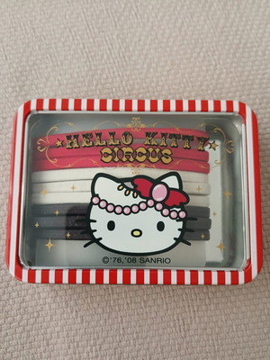 Hello Kitty Hair Ties Set of 6 in Metal Box New
