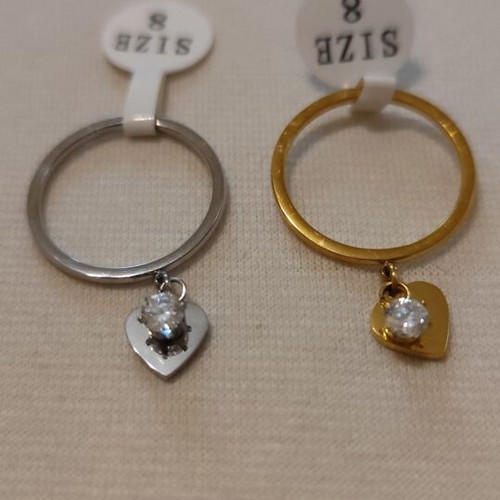 Rings new stainless steel in gold and silver color with heart and rhinestone
