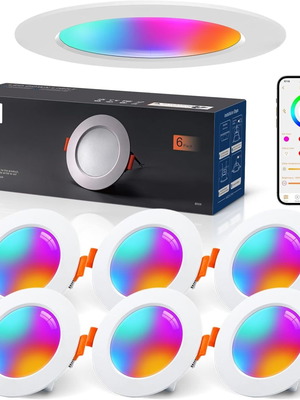 Varicart Smart LED Downlights 6 Pack 7W RGB Alexa Bluetooth IP44