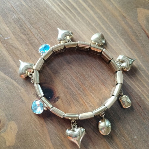 Bracelet stainless steel elastic with charms, blue