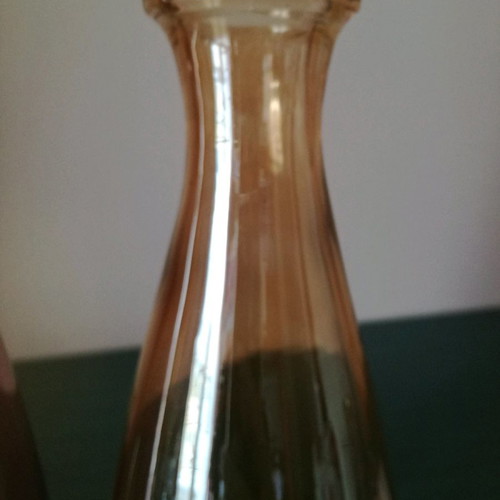 Vases used, two colored with gift purple vase with embossed design