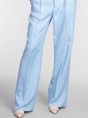 Tagliatore woman linen trousers new, size 44 IT, blue