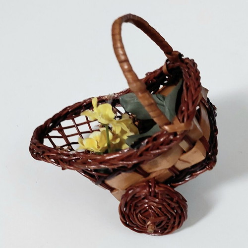 Mini Wicker Vintage Decorative Cart like new