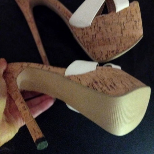 High-heeled clogs with white leather cross strap, size 37, new