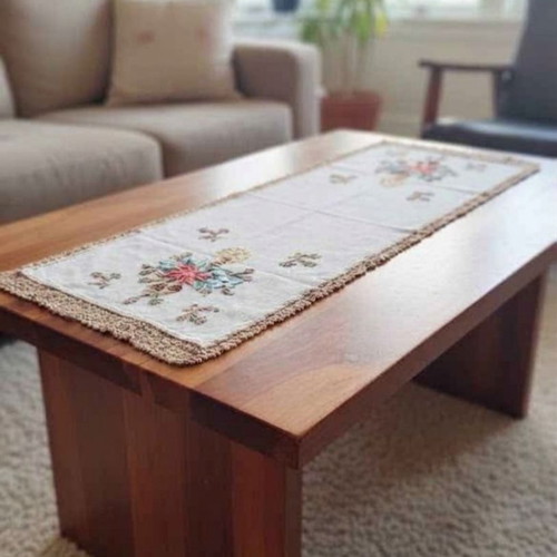 Tablecloth with embroidery like new, traditional vintage boho handmade 1.10x40cm